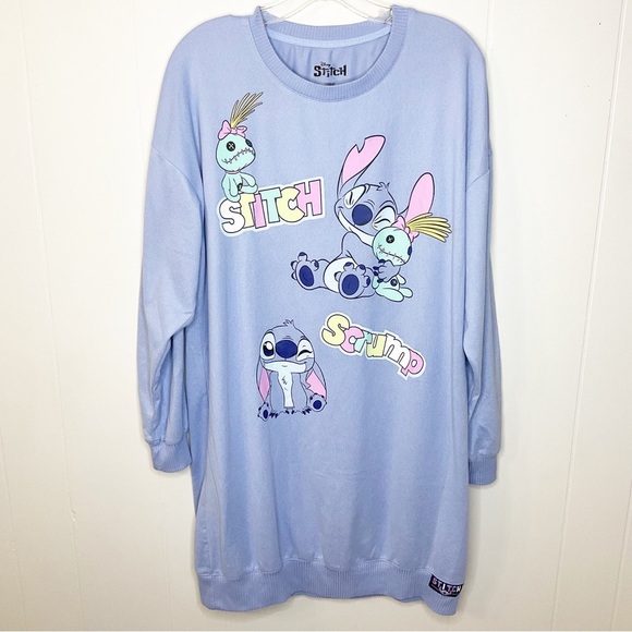 Disney Stitch Long Sleeve Night Grown Size M 8-10 PJS - Picture 1 of 2